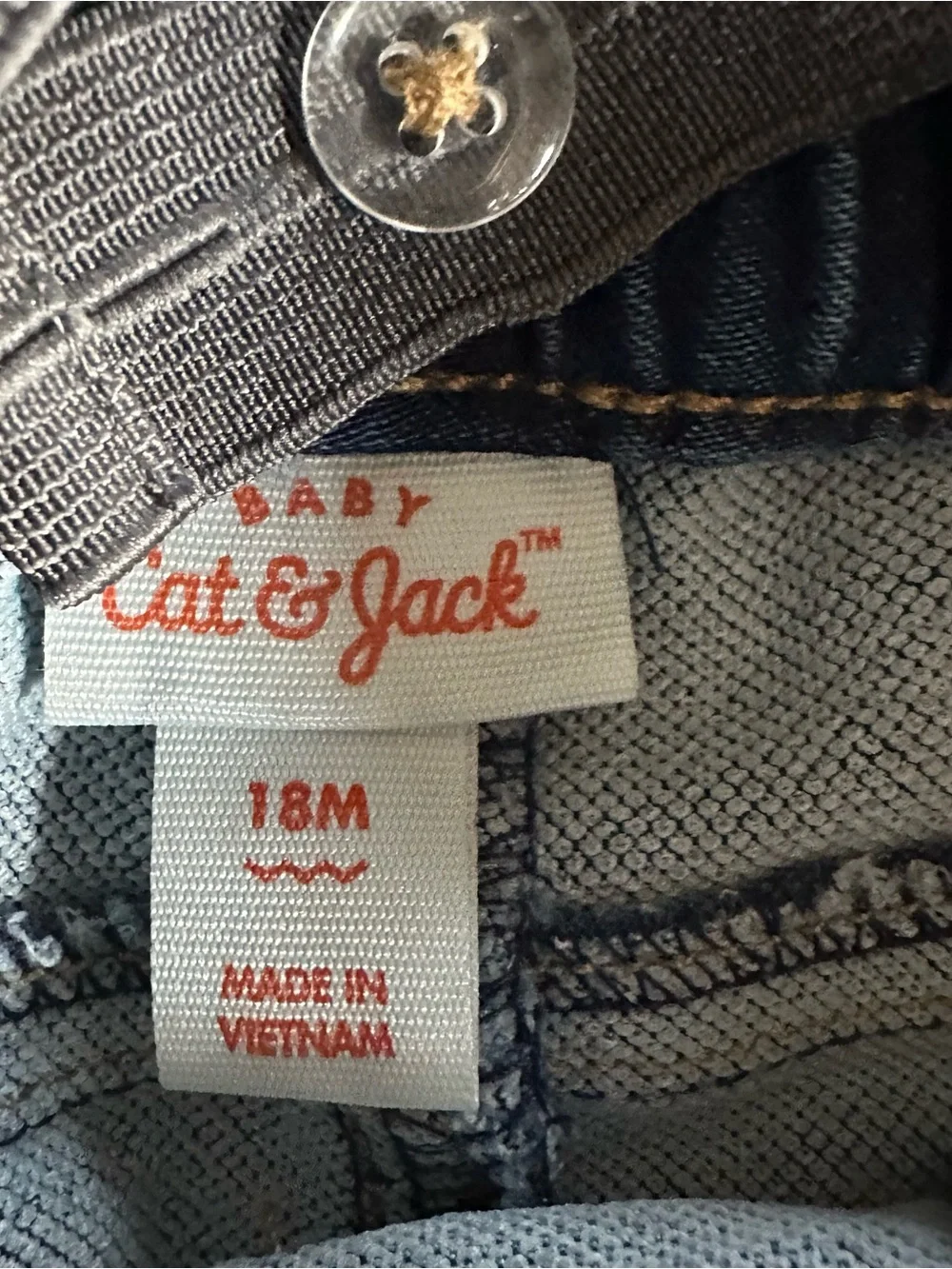 Cat and Jack Baby Red Plaid Shirt & Blue Denim Suspender Pants Set, 18 Months